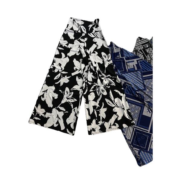 Lot 4 BOHO Palazzo wide leg pants graphic print hippie gypsy club Geo Festival - Picture 2 of 12